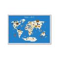 Picture of Animals Map Blue _GroupedProduct_Rectangle_Landscape_Framed_Matted_