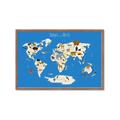 Picture of Animals Map Blue _GroupedProduct_Rectangle_Landscape_Framed_Matted_