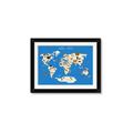 Picture of Animals Map Blue _GroupedProduct_Rectangle_Landscape_Framed_Matted_