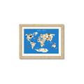 Picture of Animals Map Blue _GroupedProduct_Rectangle_Landscape_Framed_Matted_