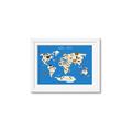 Picture of Animals Map Blue _GroupedProduct_Rectangle_Landscape_Framed_Matted_