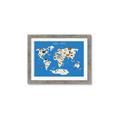 Picture of Animals Map Blue _GroupedProduct_Rectangle_Landscape_Framed_Matted_