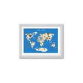 Picture of Animals Map Blue _GroupedProduct_Rectangle_Landscape_Framed_Matted_