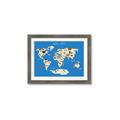 Picture of Animals Map Blue _GroupedProduct_Rectangle_Landscape_Framed_Matted_