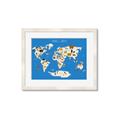 Picture of Animals Map Blue _GroupedProduct_Rectangle_Landscape_Framed_Matted_
