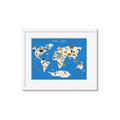 Picture of Animals Map Blue _GroupedProduct_Rectangle_Landscape_Framed_Matted_