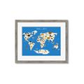 Picture of Animals Map Blue _GroupedProduct_Rectangle_Landscape_Framed_Matted_
