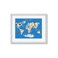 Picture of Animals Map Blue _GroupedProduct_Rectangle_Landscape_Framed_Matted_