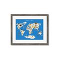 Picture of Animals Map Blue _GroupedProduct_Rectangle_Landscape_Framed_Matted_
