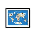 Picture of Animals Map Blue _GroupedProduct_Rectangle_Landscape_Framed_Matted_