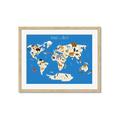 Picture of Animals Map Blue _GroupedProduct_Rectangle_Landscape_Framed_Matted_