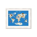 Picture of Animals Map Blue _GroupedProduct_Rectangle_Landscape_Framed_Matted_