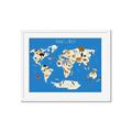 Picture of Animals Map Blue _GroupedProduct_Rectangle_Landscape_Framed_Matted_