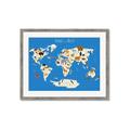 Picture of Animals Map Blue _GroupedProduct_Rectangle_Landscape_Framed_Matted_