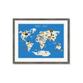Picture of Animals Map Blue _GroupedProduct_Rectangle_Landscape_Framed_Matted_