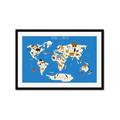 Picture of Animals Map Blue _GroupedProduct_Rectangle_Landscape_Framed_Matted_