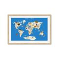 Picture of Animals Map Blue _GroupedProduct_Rectangle_Landscape_Framed_Matted_