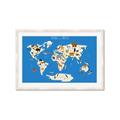 Picture of Animals Map Blue _GroupedProduct_Rectangle_Landscape_Framed_Matted_