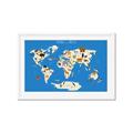 Picture of Animals Map Blue _GroupedProduct_Rectangle_Landscape_Framed_Matted_