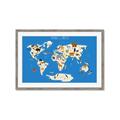Picture of Animals Map Blue _GroupedProduct_Rectangle_Landscape_Framed_Matted_