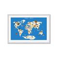 Picture of Animals Map Blue _GroupedProduct_Rectangle_Landscape_Framed_Matted_