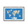 Picture of Animals Map Blue _GroupedProduct_Rectangle_Landscape_Framed_Matted_