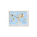 Picture of Animals Map Light Blue _GroupedProduct_Rectangle_Landscape_Framed_Matted_
