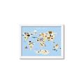 Picture of Animals Map Light Blue _GroupedProduct_Rectangle_Landscape_Framed_Matted_
