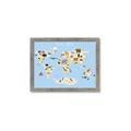 Picture of Animals Map Light Blue _GroupedProduct_Rectangle_Landscape_Framed_Matted_