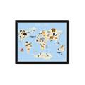 Picture of Animals Map Light Blue _GroupedProduct_Rectangle_Landscape_Framed_Matted_