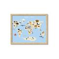 Picture of Animals Map Light Blue _GroupedProduct_Rectangle_Landscape_Framed_Matted_