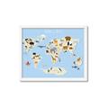 Picture of Animals Map Light Blue _GroupedProduct_Rectangle_Landscape_Framed_Matted_