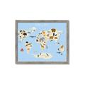 Picture of Animals Map Light Blue _GroupedProduct_Rectangle_Landscape_Framed_Matted_