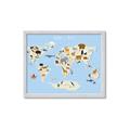 Picture of Animals Map Light Blue _GroupedProduct_Rectangle_Landscape_Framed_Matted_