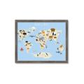 Picture of Animals Map Light Blue _GroupedProduct_Rectangle_Landscape_Framed_Matted_