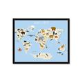 Picture of Animals Map Light Blue _GroupedProduct_Rectangle_Landscape_Framed_Matted_