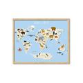 Picture of Animals Map Light Blue _GroupedProduct_Rectangle_Landscape_Framed_Matted_