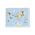 Picture of Animals Map Light Blue _GroupedProduct_Rectangle_Landscape_Framed_Matted_