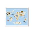 Picture of Animals Map Light Blue _GroupedProduct_Rectangle_Landscape_Framed_Matted_