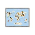 Picture of Animals Map Light Blue _GroupedProduct_Rectangle_Landscape_Framed_Matted_