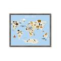 Picture of Animals Map Light Blue _GroupedProduct_Rectangle_Landscape_Framed_Matted_