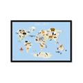 Picture of Animals Map Light Blue _GroupedProduct_Rectangle_Landscape_Framed_Matted_