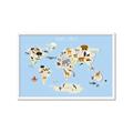 Picture of Animals Map Light Blue _GroupedProduct_Rectangle_Landscape_Framed_Matted_