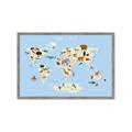 Picture of Animals Map Light Blue _GroupedProduct_Rectangle_Landscape_Framed_Matted_
