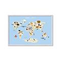 Picture of Animals Map Light Blue _GroupedProduct_Rectangle_Landscape_Framed_Matted_