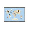 Picture of Animals Map Light Blue _GroupedProduct_Rectangle_Landscape_Framed_Matted_