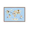 Picture of Animals Map Light Blue _GroupedProduct_Rectangle_Landscape_Framed_Matted_