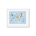 Picture of Animals Map Light Blue _GroupedProduct_Rectangle_Landscape_Framed_Matted_