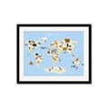 Picture of Animals Map Light Blue _GroupedProduct_Rectangle_Landscape_Framed_Matted_