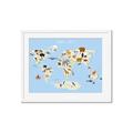 Picture of Animals Map Light Blue _GroupedProduct_Rectangle_Landscape_Framed_Matted_